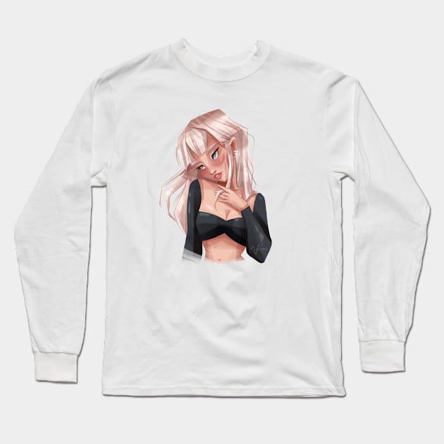 Cute Blondie Girl Long Sleeve T-Shirt by Valerchikko 